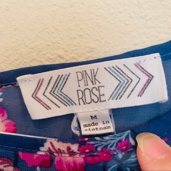 Pink Rose•Sheer Blue Peasant Top - Picture 3 of 6